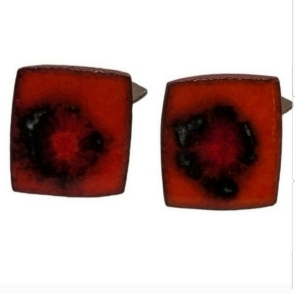 BRØNDSTED DENMARK VINTAGE ARTISAN MADE GLAZED CERAMIC CUFFLINKS - Picture 2 of 4